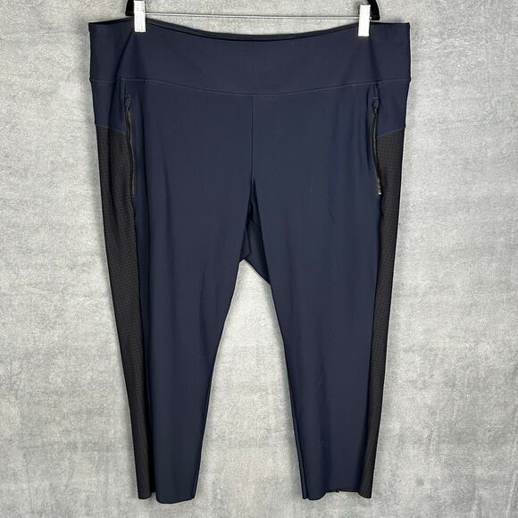 Athleta Steller Pants Womens 2X Navy Black Stretch Pockets Crop Active Trouser - Picture 1 of 14